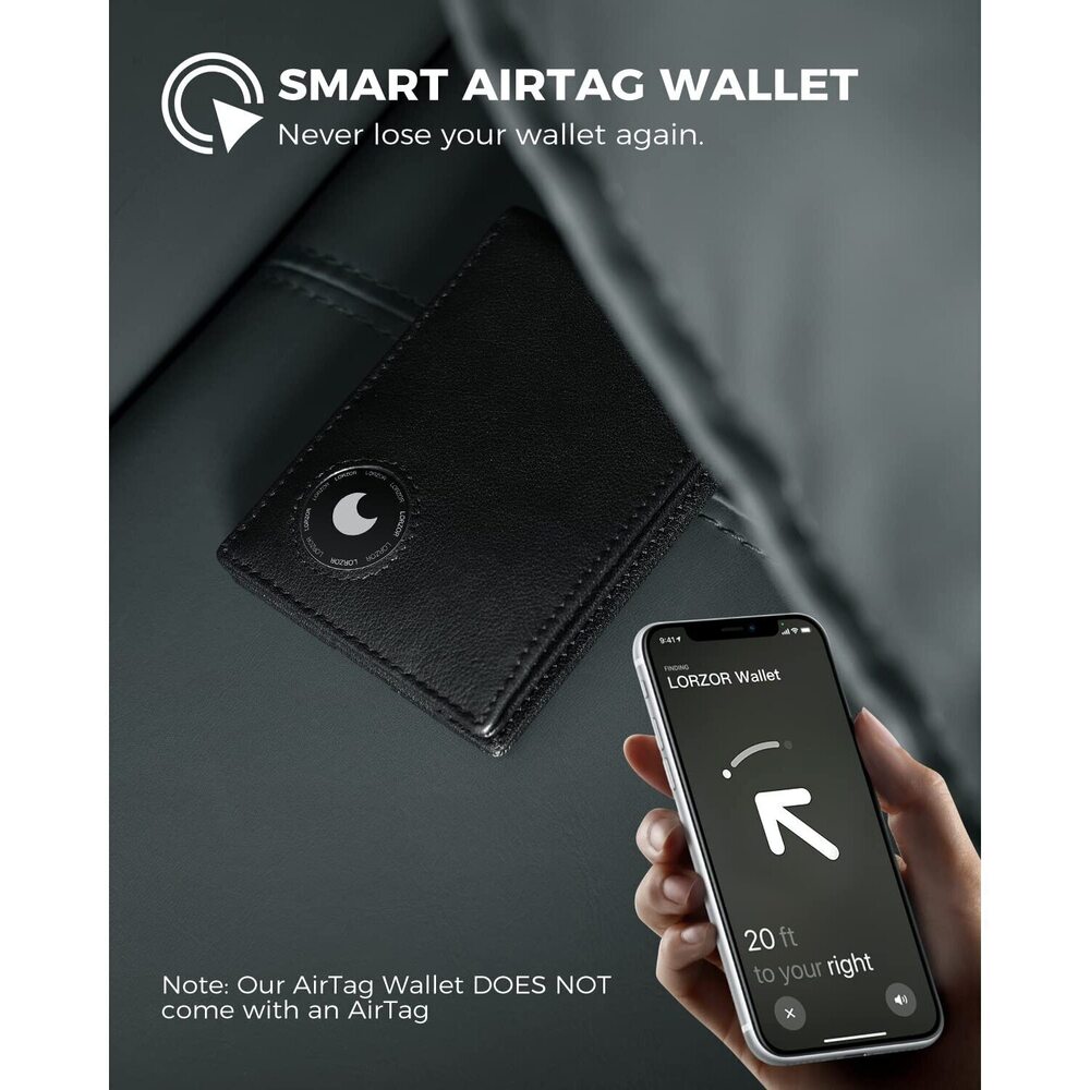 6353 Wallet With Airtag Holder, Bifold Full Grain Leather Airtag Wallet View 5